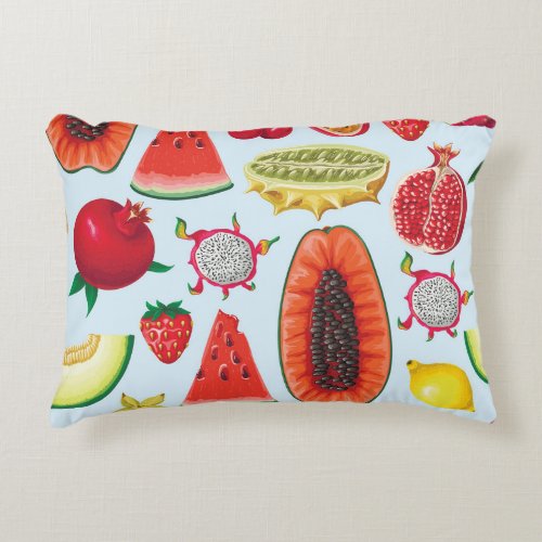 Exotic Fruits Trendy Print Seamless Accent Pillow