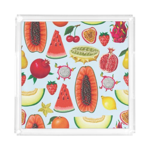 Exotic Fruits Trendy Print Seamless Acrylic Tray