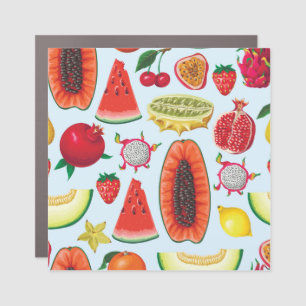 Exotic Fruits: Trendy Print Seamless. Car Magnet