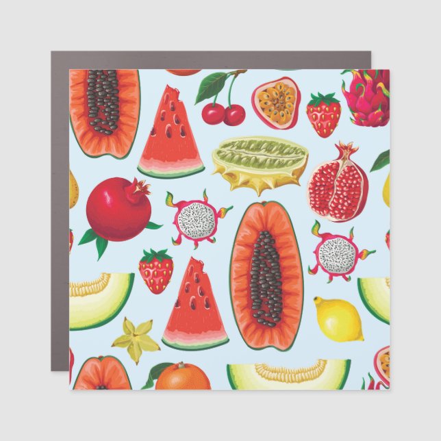 Exotic Fruits: Trendy Print Seamless. Car Magnet (Front)
