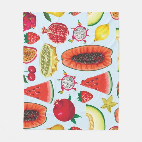 Exotic Fruits Trendy Print Seamless Fleece Blanket