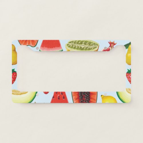 Exotic Fruits Trendy Print Seamless License Plate Frame