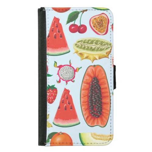 Exotic Fruits Trendy Print Seamless Samsung Galaxy S5 Wallet Case