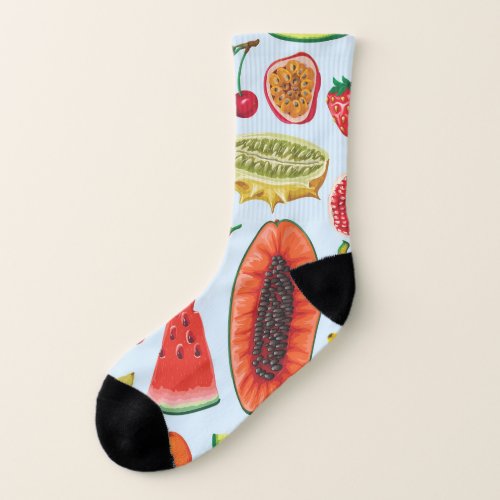 Exotic Fruits Trendy Print Seamless Socks