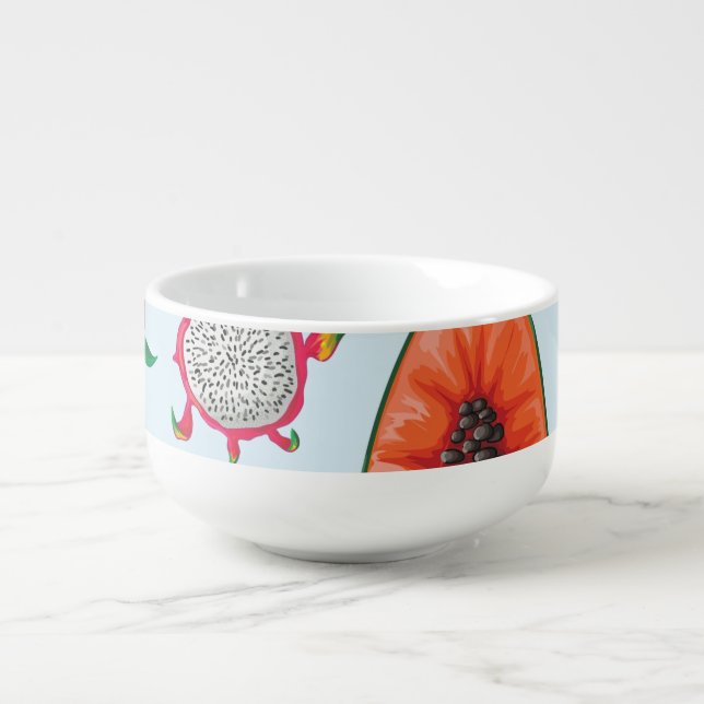 Exotic Fruits: Trendy Print Seamless. Soup Mug (Front)