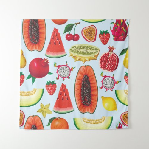 Exotic Fruits Trendy Print Seamless Tapestry