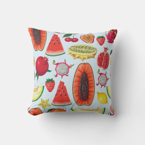 Exotic Fruits Trendy Print Seamless Throw Pillow
