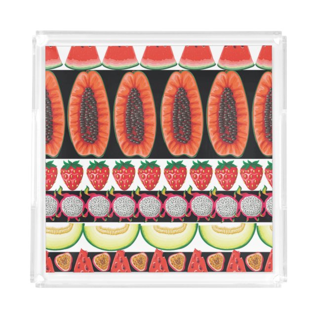 Exotic Fruits Trendy Seamless Pattern Acrylic Tray (Front)