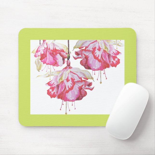 Exotic Fuchsias on a Mouse Pad (With Mouse)