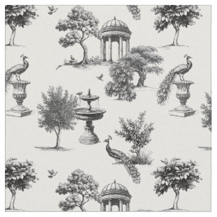 Exotic garden peacock birds Toile de jouy  Fabric