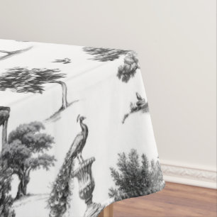 Exotic garden peacock birds Toile de jouy Tablecloth