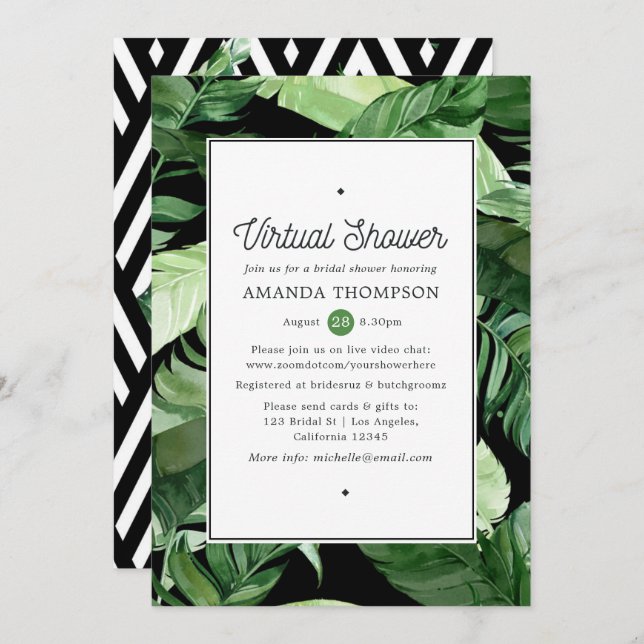 Exotic Geometric Forest Virtual Bridal Shower Invitation (Front/Back)