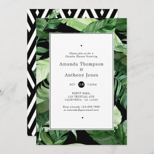 Exotic Geometric Forest Wedding Couples Shower Invitation