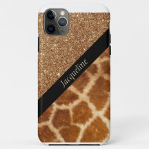 Exotic Giraffe Fur and Brown Glitter Glam