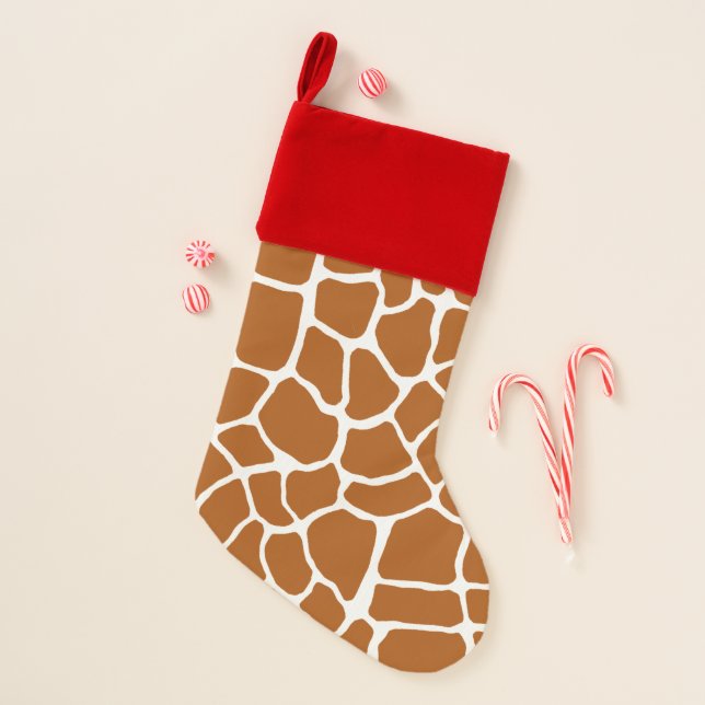 Exotic Giraffe Spots Safari Wild Animal Print Christmas Stocking (Front)