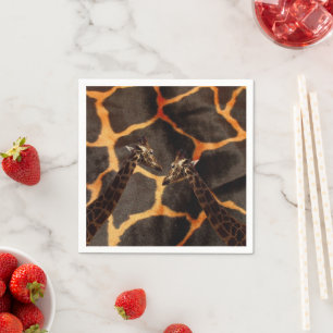 "Exotic Giraffes: On a Giraffe Patterned Canvas" Napkins