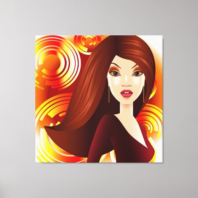 Exotic Girl in Golds Wrapped Canvas Print (Front)