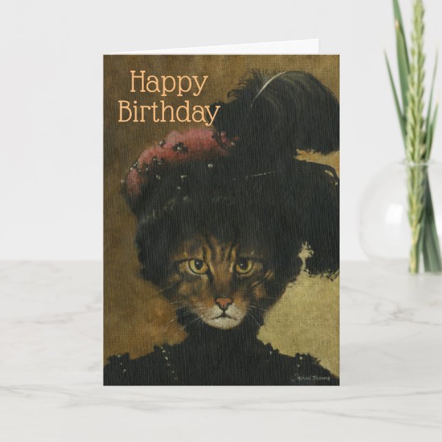 Exotic Glamorous Cat Birthday Card (Front)