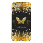 Exotic Gold Black Butterfly Sparkles Barely There Iphone 6 Case at Zazzle
