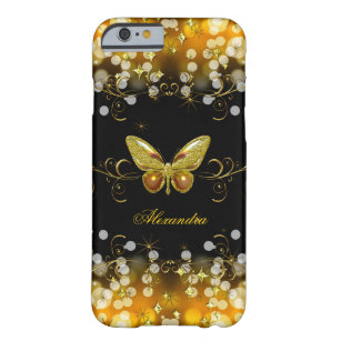 Exotic Gold Black Butterfly Sparkles Barely There iPhone 6 Case