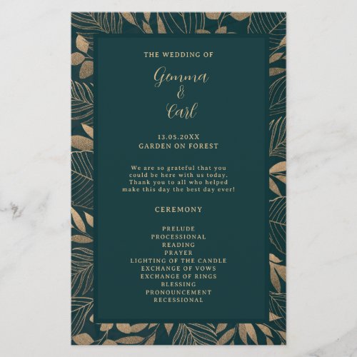 Exotic Gold Foliage Leaf Ceremony Program