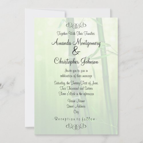 Exotic Green Bamboo Wedding Invitation