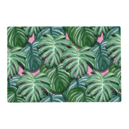 Exotic Green Tropical Leaves Pattern Placemat