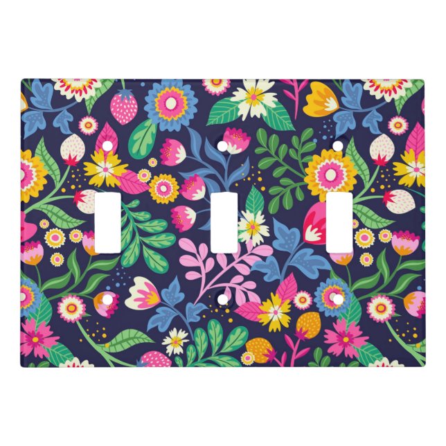 Exotic Hand Painted Floral Pattern-48330 Light Switch Cover (Front)