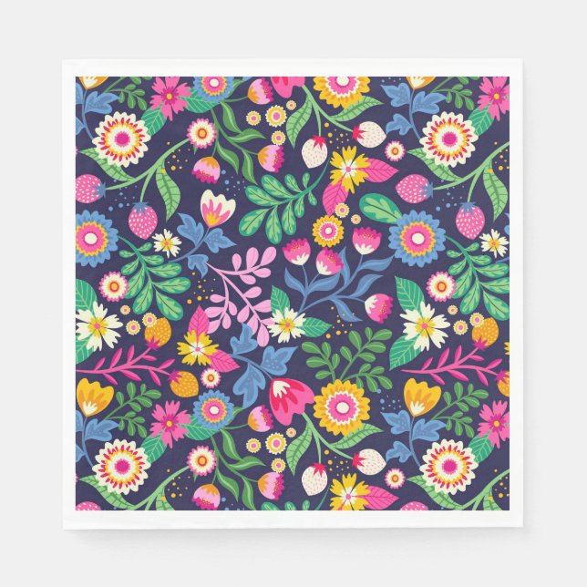 Exotic Hand Painted Floral Pattern-48330 Napkins (Front)