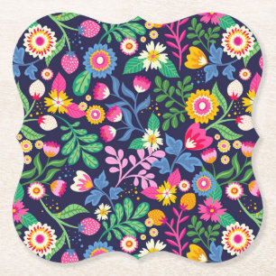 Exotic Hand Painted Floral Pattern-48330 Paper Coaster