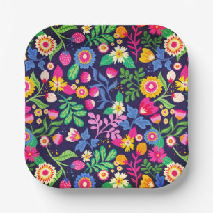 Exotic Hand Painted Floral Pattern-48330 Paper Plates