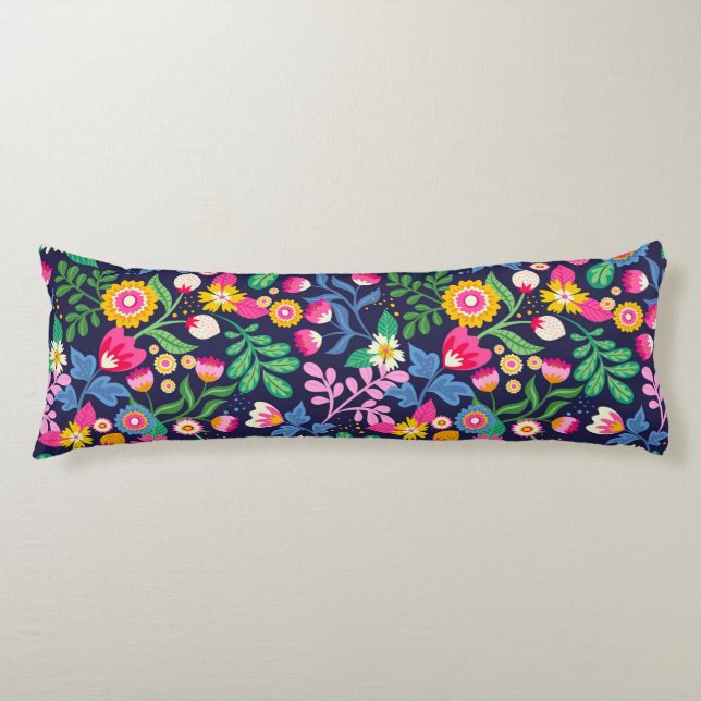 Exotic Hand Painted Floral Pattern Body Pillow (Front)