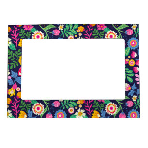 Exotic Hand Painted Floral Pattern Magnetic Frame