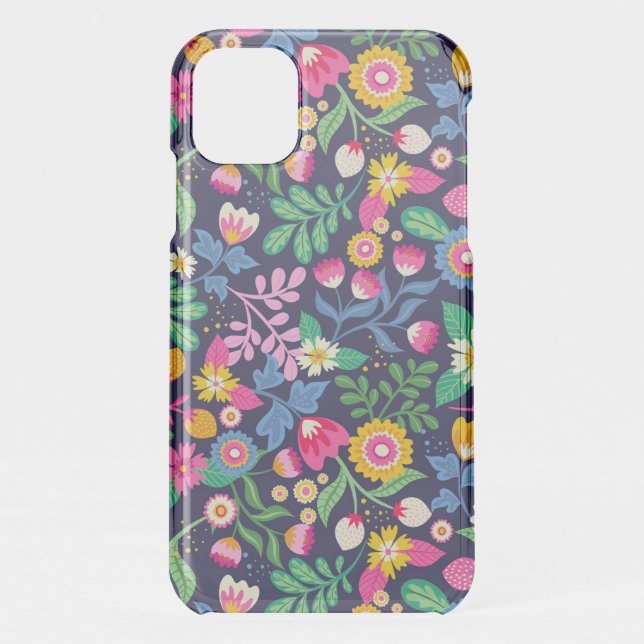 Exotic Hand Painted Floral Pattern Uncommon iPhone Case (Back)