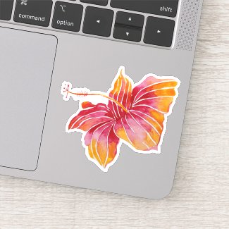 Cheers! Exotic Hawaiian Hibiscus Flower Sticker