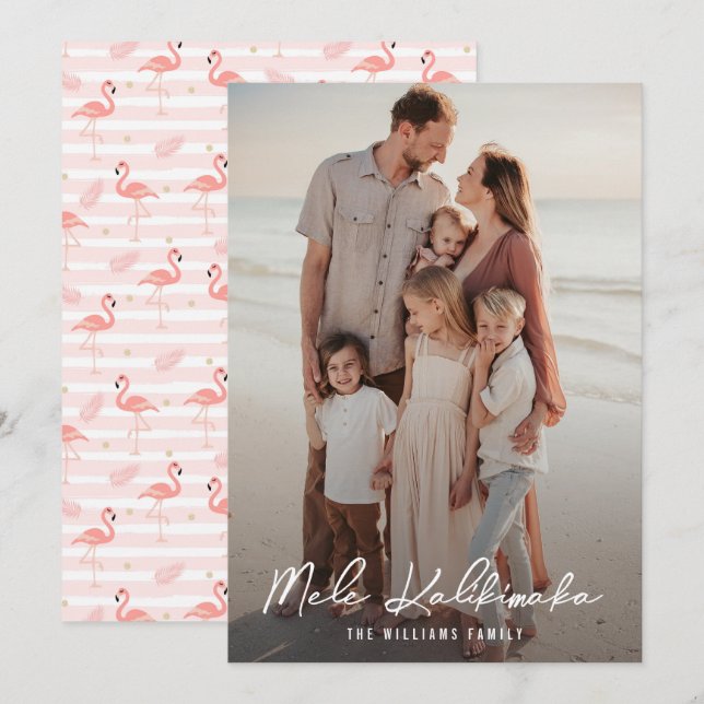 Exotic Hawaiian Mele Kalikimaka Family Photo Holiday Card (Front/Back)