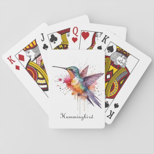 Exotic hummingbird in flight customizable  poker cards