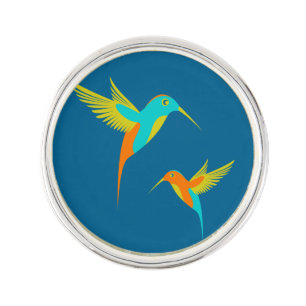 Exotic Hummingbirds Blue Lapel Pin