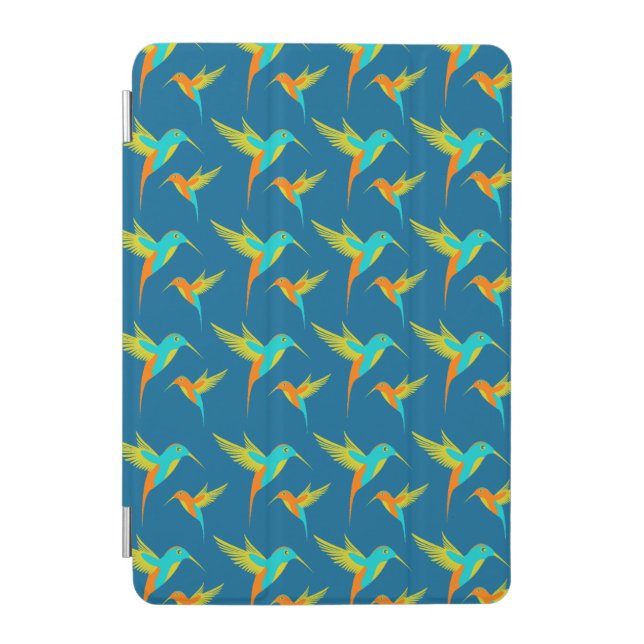 Exotic Hummingbirds Blue Pattern iPad Mini Cover (Front)