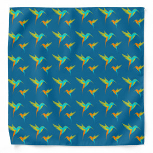 Exotic Hummingbirds Pattern Blue  Bandana