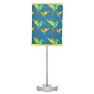 Exotic Hummingbirds Pattern Blue  Table Lamp