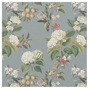 Exotic hydrangea grandiflora botanical fabric