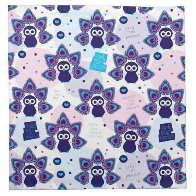 exotic india peacock pattern cloth napkin (Front)