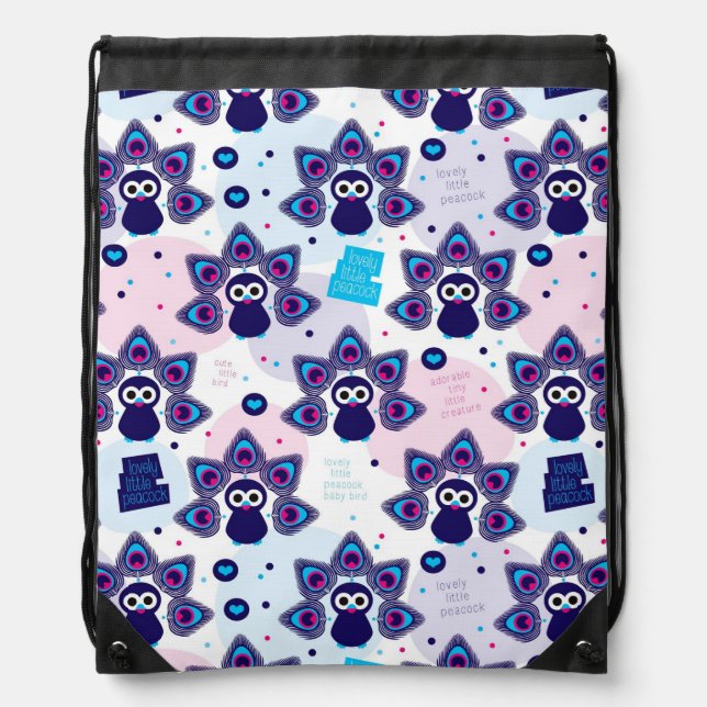 exotic india peacock pattern drawstring bag (Front)