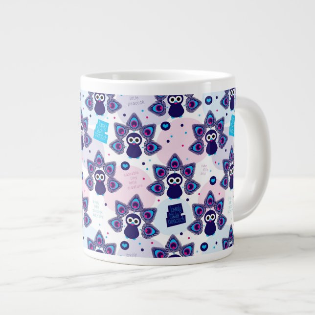 exotic india peacock pattern large coffee mug (Front Right)