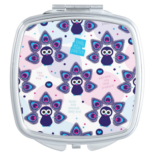 exotic india peacock pattern mirror for makeup (Front)