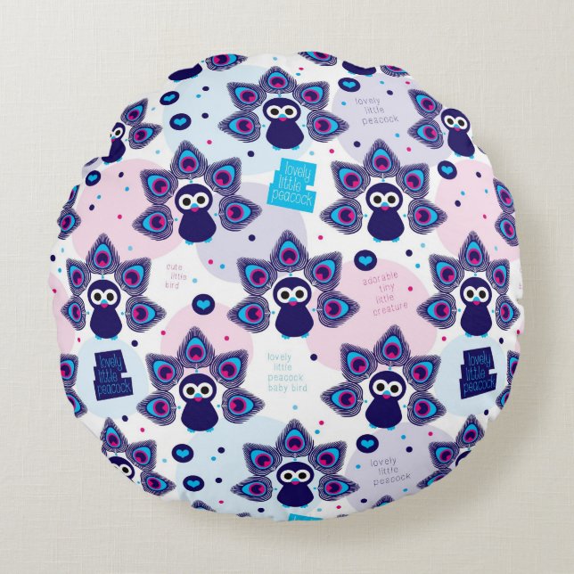 exotic india peacock pattern round pillow (Front)