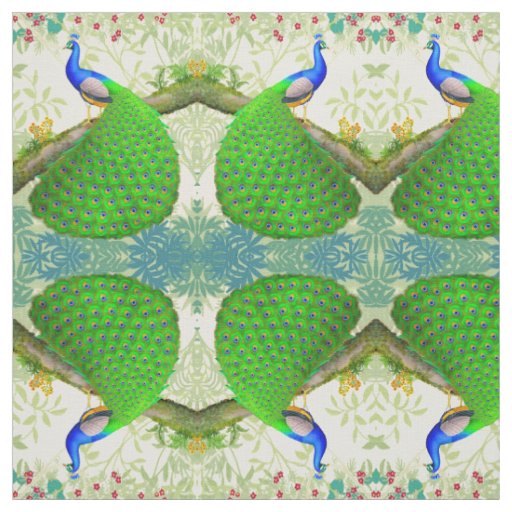 Exotic Indian Blue Peacock Fabric
