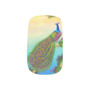 Exotic Indian Blue Peacock Minx Nail Wraps