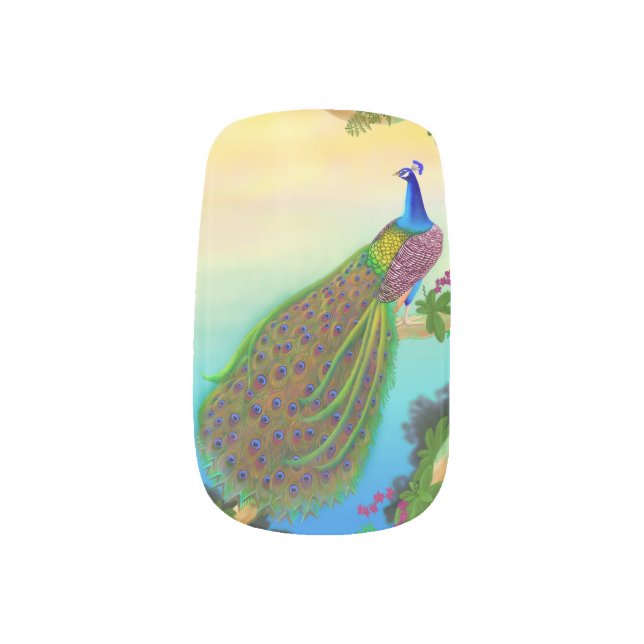 Exotic Indian Blue Peacock Minx Nail Wraps (Left Thumb)
